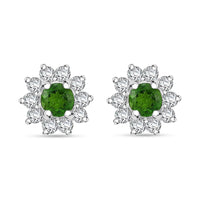 D'Joy Chrome Diopside and White Zircon 0.85 ctw Stud Earrings in Sterling Silver