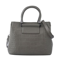 Black Crocodile Embossed Pattern Genuine Leather Convertible Bag (11.42"x4.33"x9.06") with Handle and Shoulder Straps