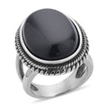 Black Obsidian Solitaire Ring in Stainless Steel 50.00 ctw - Sticky add to cart bar