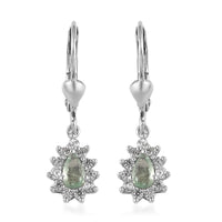 Narsipatnam Alexandrite and White Zircon Lever Back Earrings in Platinum Over Sterling Silver 0.85 ctw