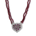 Artisan Crafted Orissa Rhodolite Garnet Beaded Heart Shape Necklace 18 Inches in Sterling Silver 60.15 ctw - Sticky add to cart bar