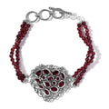 Artisan Crafted Orissa Rhodolite Garnet Toggle Clasp Beaded Heart Shape Bracelet in Sterling Silver (7.25 In) 31.75 ctw - Sticky add to cart bar