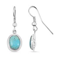 SANTA FE Style 3.40 ctw Turquoise Drop Earrings in Sterling Silver