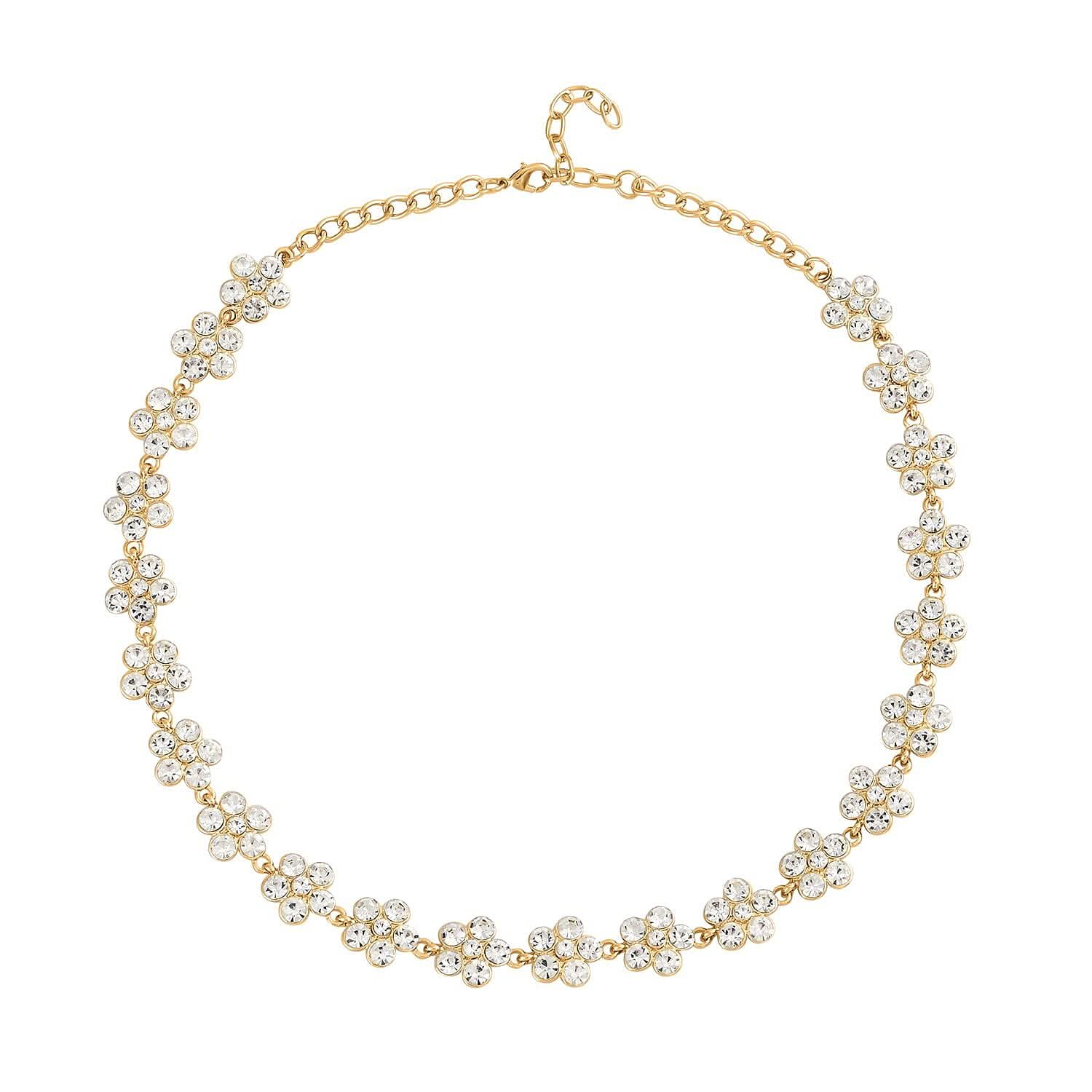Austrian Crystal Necklace (20-22 Inches) in Goldtone