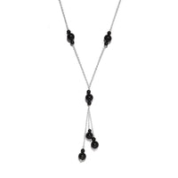 Shungite Beaded Necklace 18 Inches in Sterling Silver 21.25 ctw