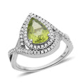 Peridot, White Zircon Infinity Shank Ring in Rhodium Over Sterling Silver (Size 10.0) 2.50 ctw - Sticky add to cart bar