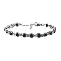 Thai Black Spinel Cluster Bracelet in Stainless Steel (6.50-8.00In) 4.75 ctw | Tarnish-Free, Waterproof, Sweat Proof Jewelry