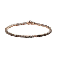 Rose Cut Natural Champagne Diamond Tennis Bracelet in Rhodium and Vermeil Rose Gold Over Sterling Silver (7.25 In) 4.00 ctw