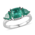 Emeraldine Quartz (Triplet) 3 Stone Ring in Platinum Over Sterling Silver (Delivery in 7-10 Business Days) 4.75 ctw - Sticky add to cart bar