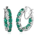 Emeraldine Quartz (Triplet) Hoop Earrings in Platinum Over Sterling Silver 9.40 ctw - Sticky add to cart bar