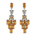 Golden Scapolite and White Zircon Earrings in Vermeil Yellow Gold and Platinum Over Sterling Silver 5.50 ctw - Sticky add to cart bar