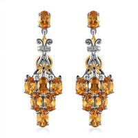 Golden Scapolite and White Zircon Earrings in Vermeil Yellow Gold and Platinum Over Sterling Silver 5.50 ctw