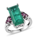 Emeraldine Quartz (Triplet) and Orissa Rhodolite Garnet Ring in Platinum Over Sterling Silver 7.35 ctw - Sticky add to cart bar