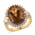 Golden Scapolite and Multi Gemstone Cluster Ring in Vermeil Yellow Gold Over Sterling Silver 6.60 ctw - Sticky add to cart bar