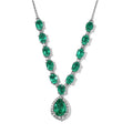 Emeraldine Quartz (Triplet) and White Zircon Necklace 20 Inches in Platinum Over Sterling Silver 24.30 ctw - Sticky add to cart bar
