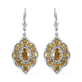Golden Scapolite and White Zircon Lever Back Earrings in Platinum Over Sterling Silver 4.75 ctw - Sticky add to cart bar