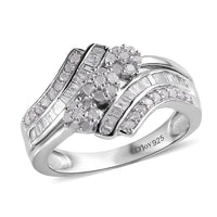 Diamond Ring in Platinum Over Sterling Silver (Size 9.0) 0.50 ctw