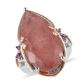 Natural Tanzanian Natronite and Multi Gemstone Ring in Vermeil Rose Gold and Platinum Over Sterling Silver 9.35 Grams 24.75 ctw - Sticky add to cart bar