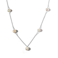 White Freshwater Pearl Necklace 18 Inches in Sterling Silver