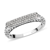 Diamond Three row Band Ring in Sterling Silver 0.25 ctw