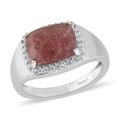 Natural Tanzanian Natronite and Natural White Zircon Men's Ring in Platinum Over Sterling Silver 4.35 ctw - Sticky add to cart bar