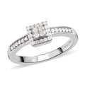 Diamond Cluster Ring in Platinum Over Sterling Silver 0.25 ctw - Sticky add to cart bar