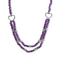 Amethyst Beaded 2 Row Necklace 18 Inches in Sterling Silver 59.00 ctw - Sticky add to cart bar