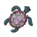 Multi Color Austrian Crystal Turtle Brooch in Black Silvertone - Sticky add to cart bar