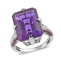 Amethyst, Orissa Rhodolite Garnet Ring in Platinum Over Sterling Silver (Size 10.0) 11.35 ctw - Sticky add to cart bar