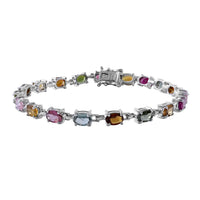 Multi-Tourmaline Bracelet in Platinum Over Sterling Silver (6.50 In) 8.00 ctw