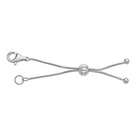 Rhodium Over Sterling Silver Adjustable Slider 1mm Snake Chain with 11mm Lobster Lock