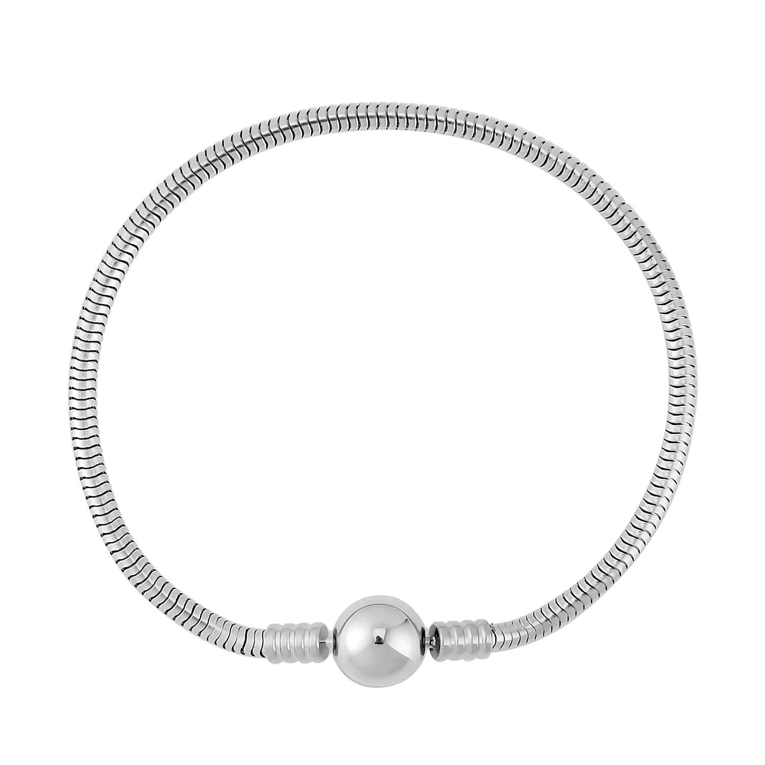 Snake Chain Bracelet in Stainless Steel (7.50 In) with Round Shape Lock