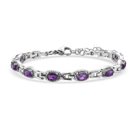 Amethyst Bracelet in Stainless Steel (6.50 In) 3.75 ctw