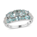 Madagascar Paraiba Apatite and Natural White Zircon Cluster Ring in Platinum Over Sterling Silver 2.25 ctw (Delivery in 3-5 Business Days) - Sticky add to cart bar