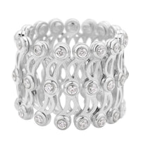 Moissanite Concertina Band Ring in Sterling Silver 10.50 Grams 1.00 ctw