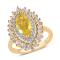 Tanzanian Natural Canary Opal and Natural White Zircon Ring in Vermeil Yellow Gold Over Sterling Silver 2.90 ctw - Sticky add to cart bar