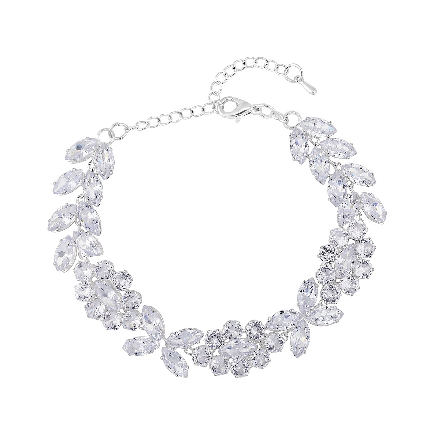 Austrian Crystal Cluster Bracelet in Silvertone (7.5-9.5In)