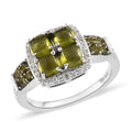 Italian Natural Vesuvianite and Natural White Zircon Ring in Platinum Over Sterling Silver 2.25 ctw - Sticky add to cart bar