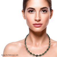 Connemara Marble Beaded Necklace 18 Inches in Rhodium Over Sterling Silver 150.00 ctw