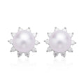 White Edison Pearl 10-11mm and Moissanite Stud Earrings in Sterling Silver 1.20 ctw - Sticky add to cart bar