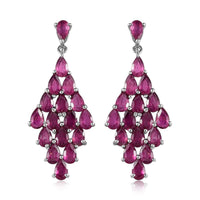 Niassa Ruby (FF) Dangling Earrings in Platinum Over Sterling Silver 10.40 ctw