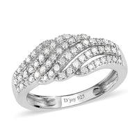 Diamond Cluster Ring in Platinum Over Sterling Silver 0.33 ctw