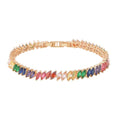 Simulated Multi Color Diamond Tennis Bracelet in Goldtone (7.5-In) 15.00 ctw - Sticky add to cart bar