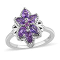 Madagascar Purple Sapphire Floral Ring in Platinum Over Sterling Silver 1.40 ctw - Sticky add to cart bar