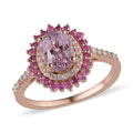 Premium Martha Rocha Kunzite and Multi Gemstone Floral Ring in Vermeil Rose Gold Over Sterling Silver 2.25 ctw - Sticky add to cart bar