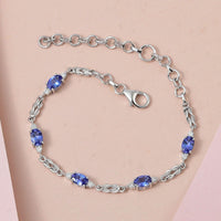 AAA Tanzanite and Moissanite Bracelet in Platinum Over Sterling Silver (6.50-8.0In) 2.75 ctw