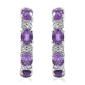 Madagascar Purple Sapphire and White Zircon Hoop Earrings in Platinum Over Sterling Silver 1.75 ctw - Sticky add to cart bar