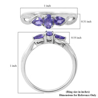 Madagascar Purple Sapphire 3 Stone Ring in Platinum Over Sterling Silver 0.65 ctw
