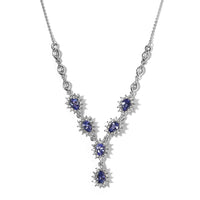 AAA Tanzanite and White Zircon 3.75 ctw Necklace in Platinum Over Sterling Silver 20 Inches