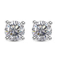 Emperor Cut Moissanite Solitaire Stud Earrings in Platinum Over Sterling Silver 1.50 ctw - Sticky add to cart bar